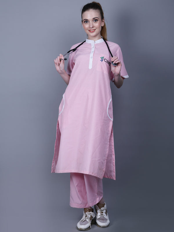 Ramagiq Medical Women Chinese Collar With Placket Neck Scrub Suit Kurta Set