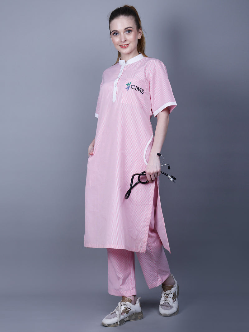 Ramagiq Medical Women Chinese Collar With Placket Neck Scrub Suit Kurta Set