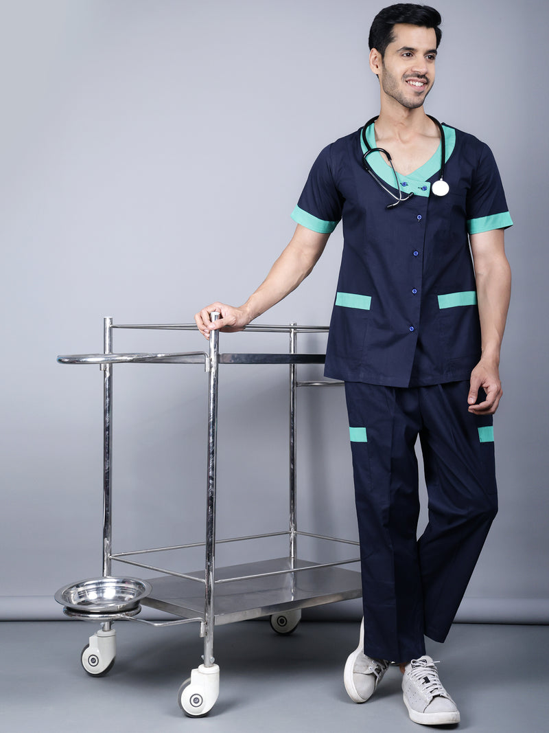 Ramagiq Medical Unisex Overlap Neck Design With Patch Work Scrub Suit