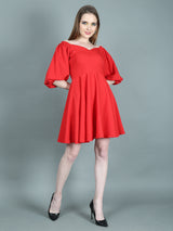 Evelyn Red Short Flared Dress