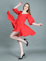 Evelyn Red Short Flared Dress