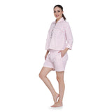 POLKA PINK NIGHT SUIT WITH SHORTS, EYE MASK AND FACE MASK