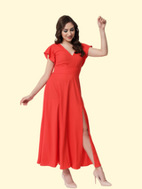 COMFY & FLATTERING ZINGY TOMATO RED MAXI DRESS
